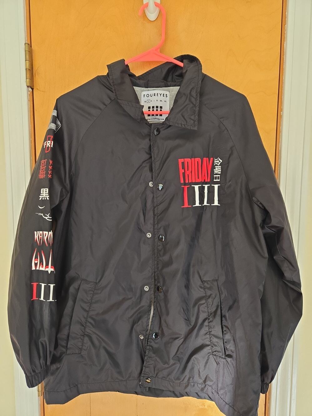 Four Eyes Clothing Windbrraker Button Jacket Anime Streetwear Men's S